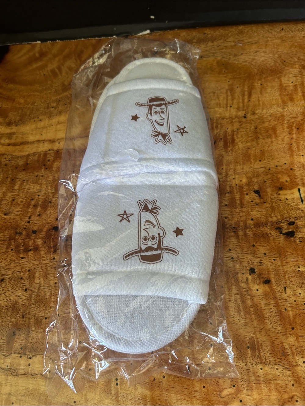 Disney Toy Story White Woody Printed Hotel-Style Slippers